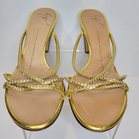 Giuseppe Zanotti Early 2000's Bling Sandals Heels Open Back Vintage Strappy Sz 6 - Picture 5 of 9